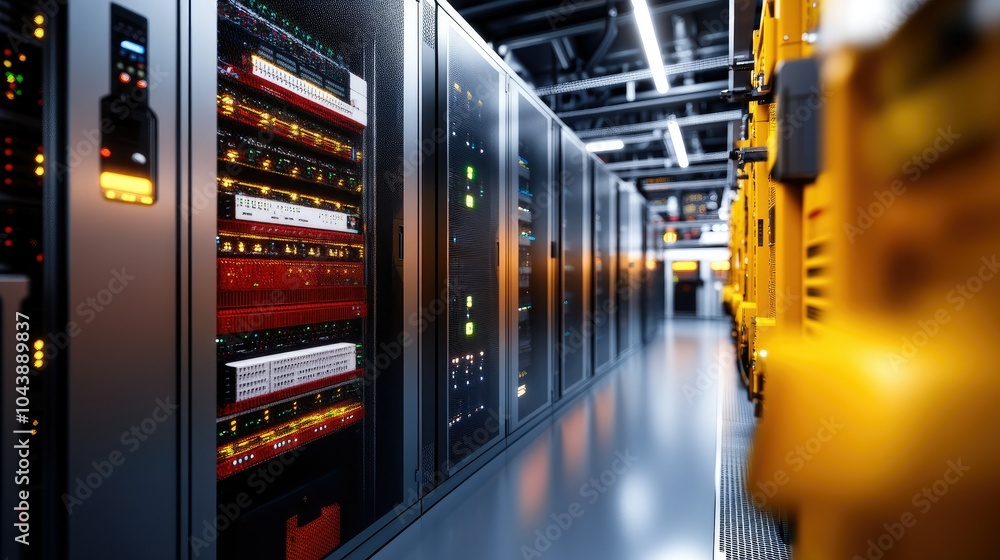 Poster advanced data center with network cabling infrastructure