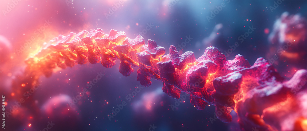 Aufkleber abstract glowing red chain of elements close up macro 3d render