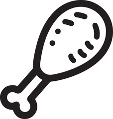 Chicken parts vector art, Icons, Fried chicken leg icon silhouette vector on a white background.