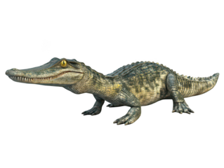 Realistic 3D rendered crocodile with textured scales and vivid details.