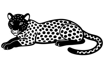 A leopard lies with its legs spread vector silhouette 