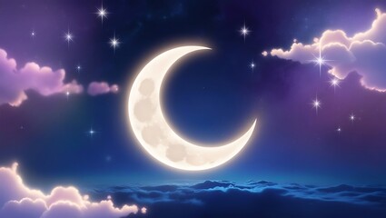 Dreamy moon wallpaper featuring soft clouds and glowing star formations