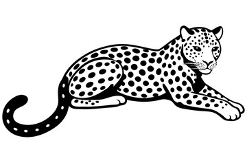 A leopard lies with its legs spread vector silhouette 