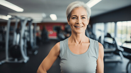 Fototapeta premium beautiful middle aged woman making sport at the gym