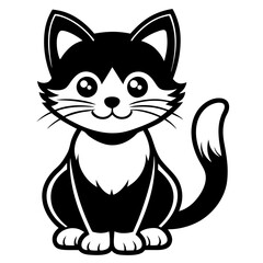 A cute mascot cat logo vector silhouette an white background