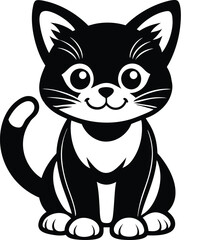 A cute mascot cat logo vector silhouette an white background