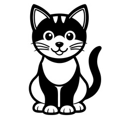 A cute mascot cat logo vector silhouette an white background