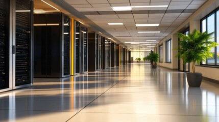 Modern Data Center Facility Interior Layout