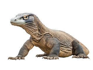 Obraz premium Close-up of a Komodo dragon showcasing its textured skin and powerful stance.