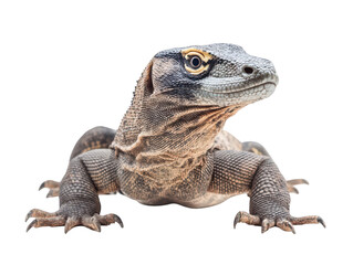 Fototapeta premium Close-up of a monitor lizard displaying intricate scale patterns and a curious gaze.