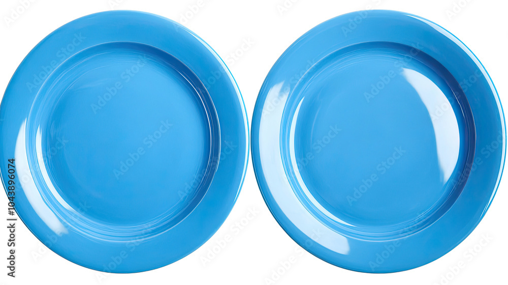 Aufkleber set of two blue plates isolated on a transparent background generative ai