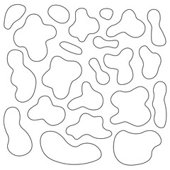 Illustration of various organic, blob like shapes scattered randomly.