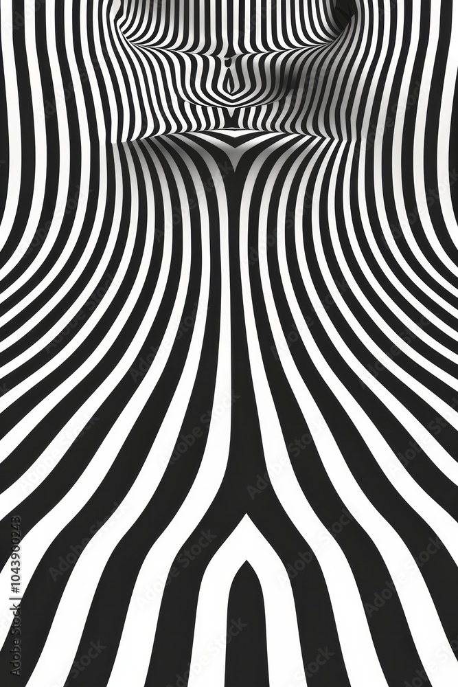 Poster the artwork features a mesmerizing black and white striped pattern that creates an illusion of depth