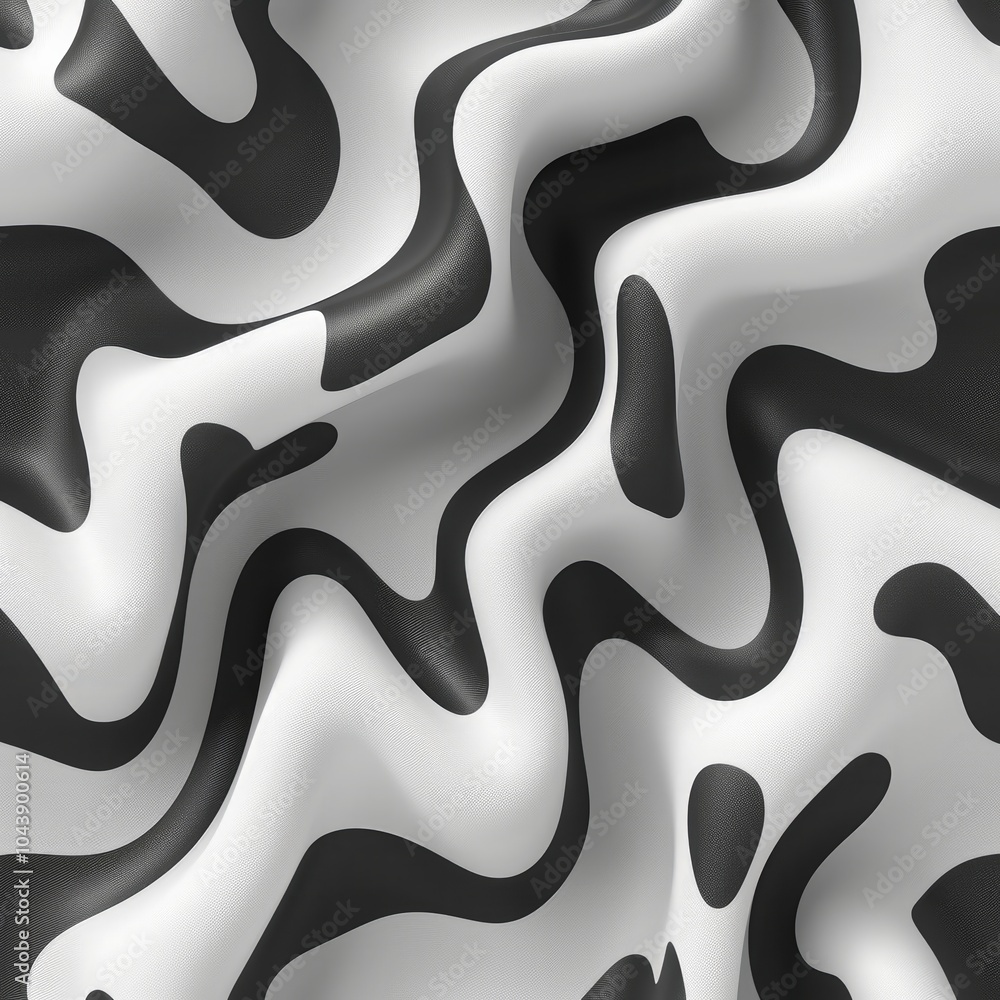 Poster the textured surface features an abstract design of flowing black and white waves, creating a dynami