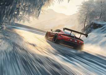 Unleashing the Speed: A Stunning Race Car Roars Around the Track, Capturing the Thrill of High-Octane Motorsport in Full Motion