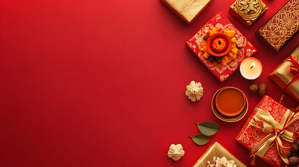Celebrate Diwali  Banner Template with Colorful Presents