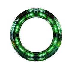 A green circle with a white background