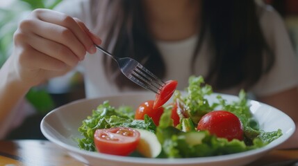 Healthy Salad with Vegetables on a White Plate