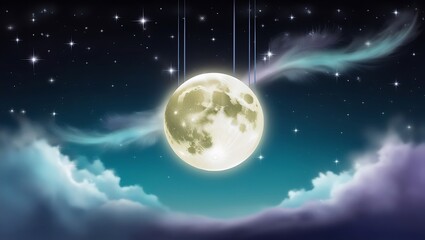 Obraz premium Majestic moon wallpaper with the moon reflecting on a peaceful river