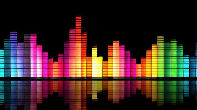 Music equalizer audio, beat rhythm sound colorful, bars animation, frequency spectrum waves motion dynamic visualizer pulse bass full hd 4k video footage download
