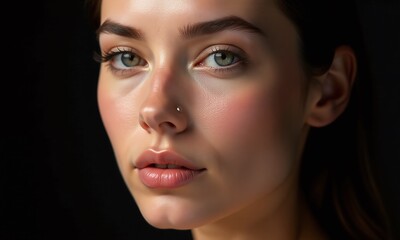 Fototapeta premium Portrait young woman flawless skin natural makeup face