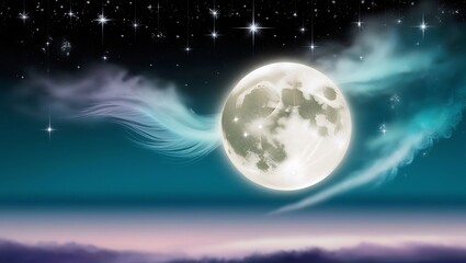 Naklejka premium Serene moon wallpaper capturing the crescent moon above a peaceful sea