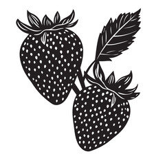 Strawberries In cartoon, hand-drawn flat style. image for social media, websites and UI. Isolated 2D vector design in logo, icon, sketch style, simple line vector, single color. AI Generative Art.