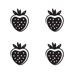 Strawberries In cartoon, hand-drawn flat style. image for social media, websites and UI. Isolated 2D vector design in logo, icon, sketch style, simple line vector, single color. AI Generative Art.