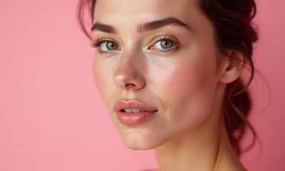 Fototapeta premium Portrait young woman flawless skin natural makeup face