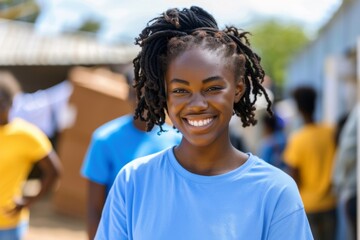 Portrait of a young female volunteer community center