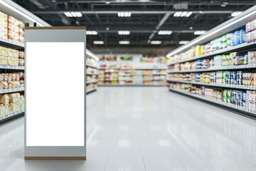 Blank advertising mockup for advertisement at the supermarket