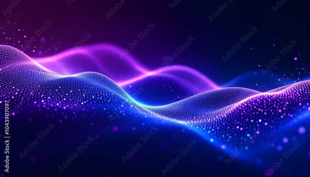 Leinwandbilder a vibrant wave of light particles in pink and blue, a mesmerizing abstract background for digital pr