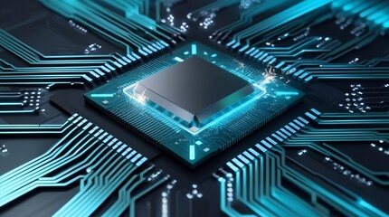 Fototapeta premium electronic circuit board with processor