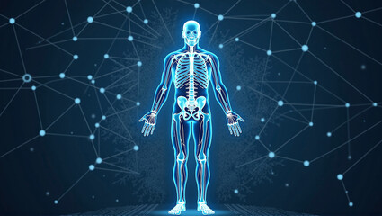 Graphic conceptual illustration of the nervous system in humans with external influences from the environment, perception via the sensory organs