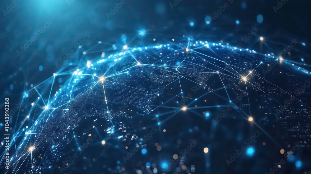 Poster A stylized digital globe with glowing lines and dots representing interconnectedness.