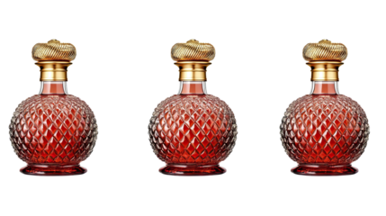 Elegant Brandy Bottles With Gold Caps on Clear Background Generative AI