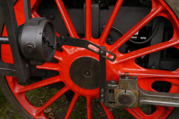 Red wheels steam locomotive fantastic historical machine