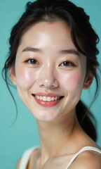 Naklejka premium Beautiful portrait Asian Korean woman makeup of cosmetic