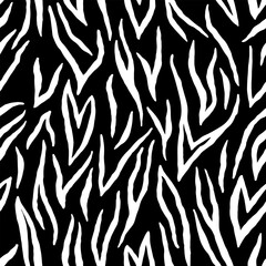 Black animal print with white stripe. Full seamless pattern for textile, fabric, surface design