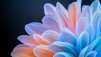 Obraz premium Abstract pastel flower petals and egg shapes softly blending together with light trails and shimmering particles Easter renewal in vibrant abstraction 