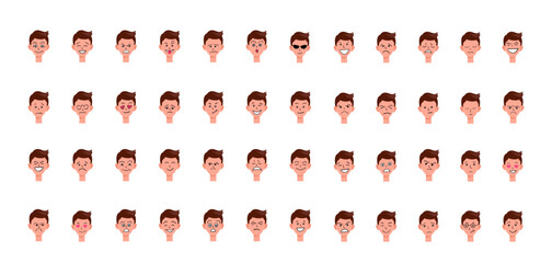 Portraits of man. Boy Avatar.  Male emotions.