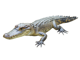 Naklejka premium Detailed illustration of an alligator showcasing its scales and alert pose.