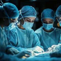 Medical team performing surgery in an operating room 