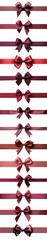 Collection of decorative ribbons in various shades of red. transparent background