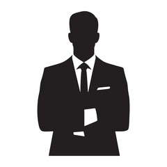Professional Businessman  in Suit and Tie Silhouette Vector Illustration Isolated on a White Background