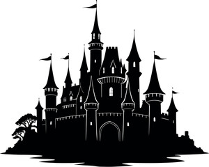 Obraz premium Castle Vector Black Silhouette Design For T-Shirt