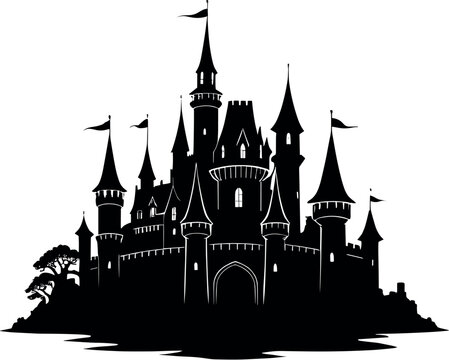 recommend clip art: Castle Vector Black Silhouette Design For T-Shirt