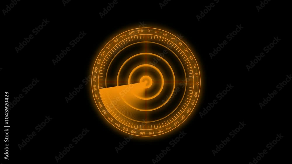 Poster motion graphic of gray color sonar radar screen searching an object with line digital technology bac