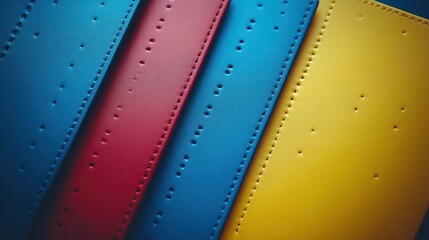 Fototapeta premium Colorful leather wallets in vibrant hues.
