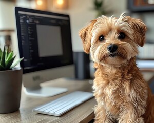 Pet-friendly workspaces Cute dog at modern workspace, home office